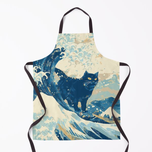 Item preview, Black Cat Surfs Great Wave designed and sold by Cat-Wave-Dream.