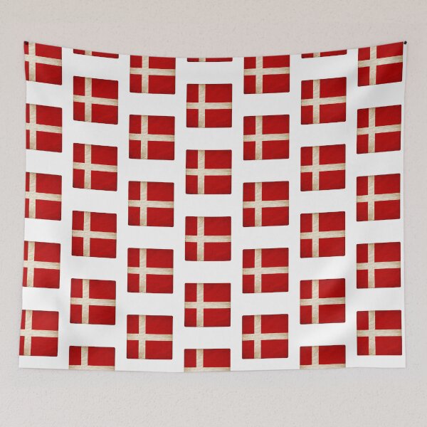 Item preview, Vintage Denmark Flag Design – Retro Look – Square Motif designed and sold by KolbaVison.