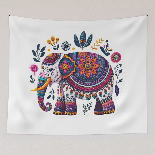 Item preview, boho colored lelephant floral sticker,Bohemian,Bloom Boom,Spring,floral designed and sold by Expressions-Sel.