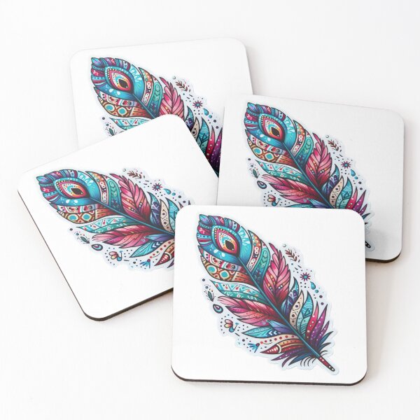 Item preview, boho feather colored floral sticker,Bohemian,Bloom Boom,Spring,floral designed and sold by Expressions-Sel.