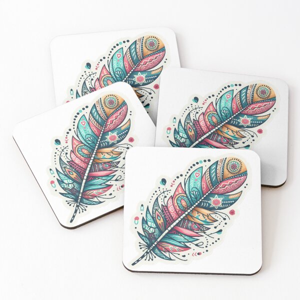 Item preview, boho feather colored floral sticker,Bohemian,Bloom Boom,Spring,floral designed and sold by Expressions-Sel.