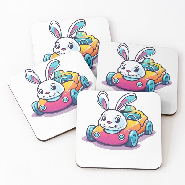 Item preview, cute cartoon rabbit happily colorful toy car designed and sold by Best-Art-Design.