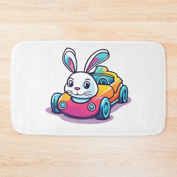 Item preview, cute cartoon rabbit happily colorful toy car designed and sold by Best-Art-Design.