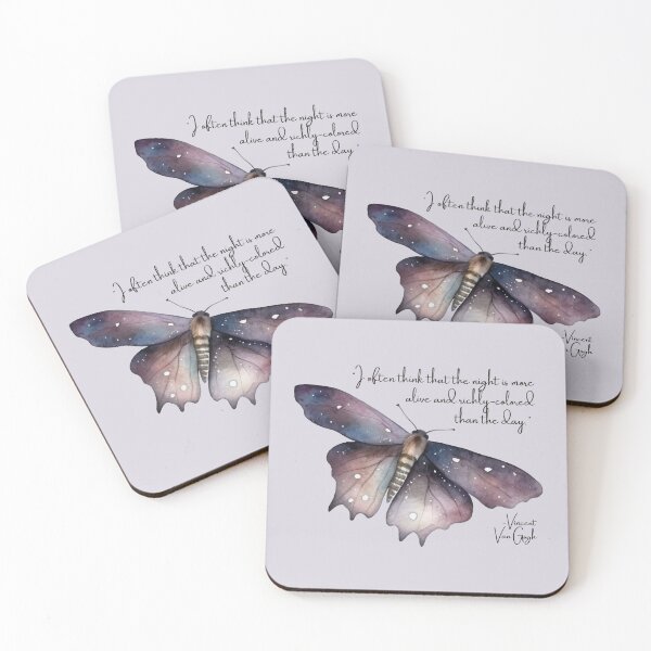 Item preview, Van Gogh Quote with Watercolor Moth – Nighttime Art Print - Dark Chocolate Text designed and sold by thistledewcraft.
