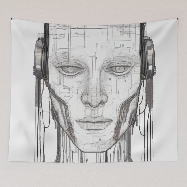 Item preview, Wired Consciousness: The Face of AI designed and sold by AbstractAnom.