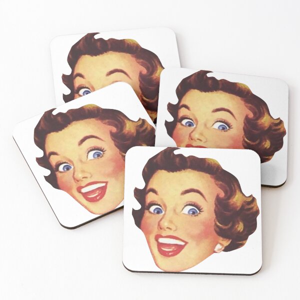 Item preview, 1950s Housewife happy Head cut-out sticker or t-shirt designed and sold by PIXEL POP DESIGNS - Beyond the Norm!.