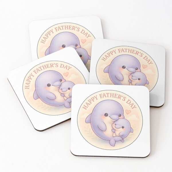 Item preview, Vintage Chibi Dolphin Dad and Baby Sticker | Cute Father’s Day Illustration designed and sold by Nuist25.