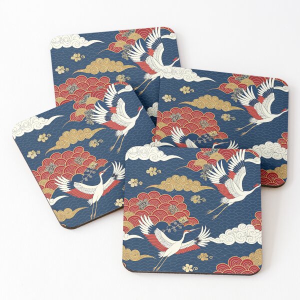 Item preview, Japanese Cranes & Clouds Pattern • Bold Oriental Seamless Design designed and sold by ArtiQreate.