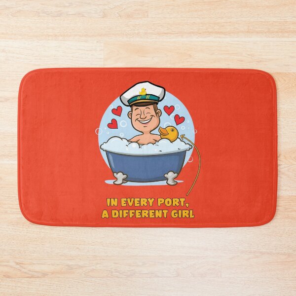 Item preview, Man in a sailor hat bathing in a bathtub with a rubber ducky designed and sold by HarridanCreates.