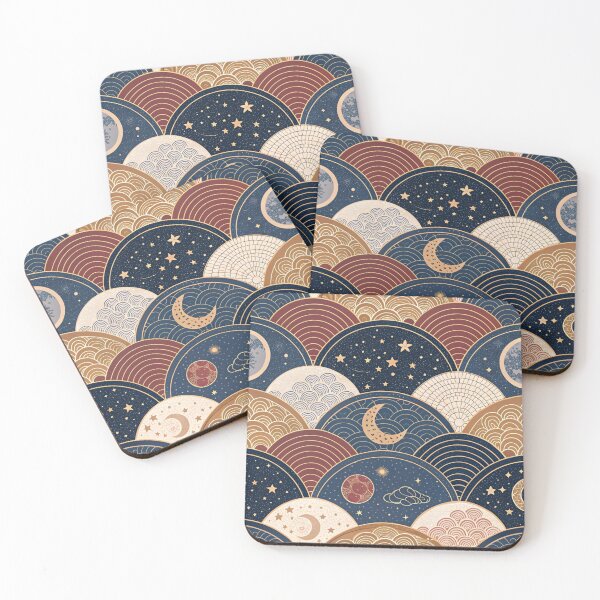 Item preview, Cosmic Wabi-Sabi Waves • Japanese Kimono Inspired Seamless Pattern designed and sold by ArtiQreate.