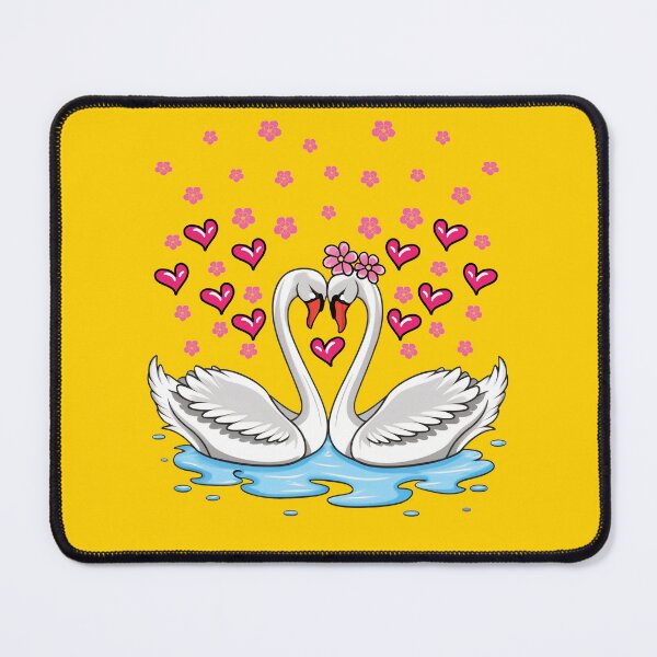 Item preview, Swans in love accompanied by flowers and hearts designed and sold by HarridanCreates.
