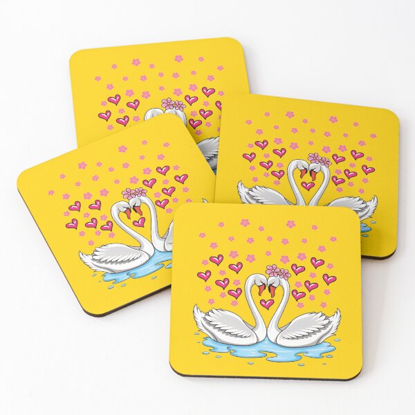 Item preview, Swans in love accompanied by flowers and hearts designed and sold by HarridanCreates.