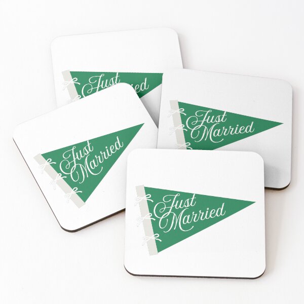 Item preview, Just Married Vintage Pennant – Coastal Wedding Banner Design designed and sold by Stickers by @molllyclare.