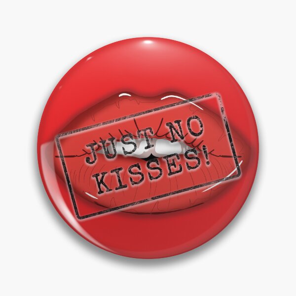 Item preview, Red lips with the text: 'Just no kisses!' designed and sold by HarridanCreates.