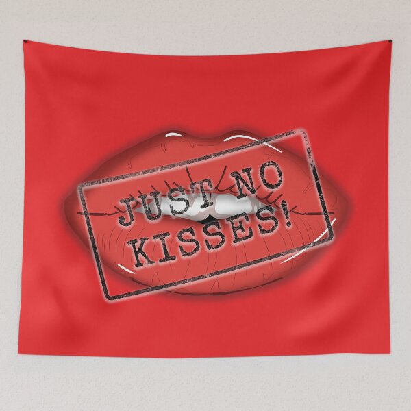 Item preview, Red lips with the text: 'Just no kisses!' designed and sold by HarridanCreates.