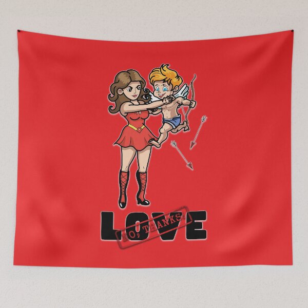 Item preview, Anti-Valentine's Day design with a woman strangling Cupid designed and sold by HarridanCreates.