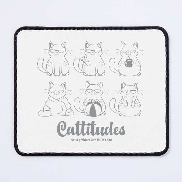 Item preview, Cattitudes – Cool Cat Expressions with Maximum Sass Gray Line Tee designed and sold by Spaabus.