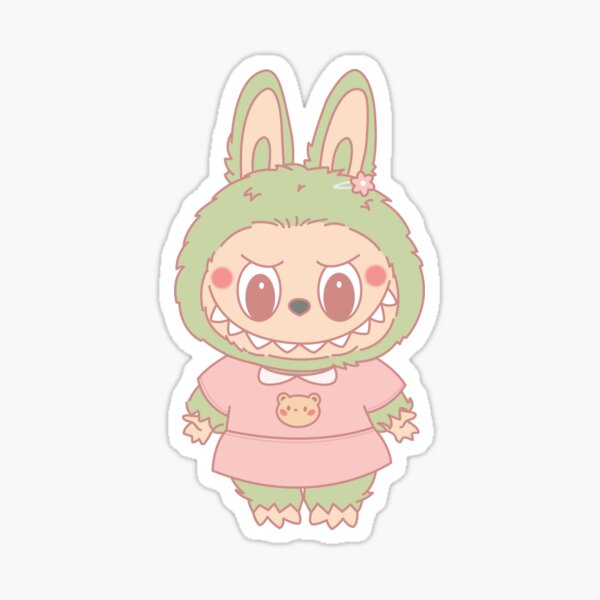 Labubu Green Grape kawaii pink outfit Sticker