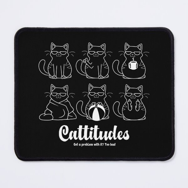 Item preview, Cattitudes – Cool Cat Expressions with Maximum Sass White Line Tee designed and sold by Spaabus.