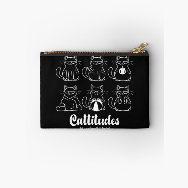 Item preview, Cattitudes – Cool Cat Expressions with Maximum Sass White Line Tee designed and sold by Spaabus.