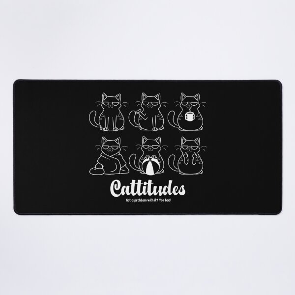 Item preview, Cattitudes – Cool Cat Expressions with Maximum Sass White Line Tee designed and sold by Spaabus.