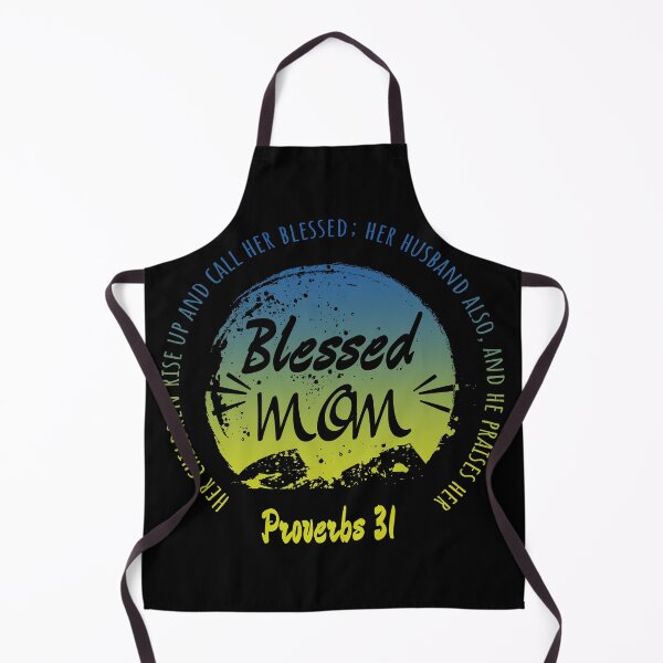 Item preview, Christian Mother’s Day Design- Blessed Mom – Proverbs 31:28 | Moon and Arch Typographic Art | blueish green designed and sold by ZechJohnRB.