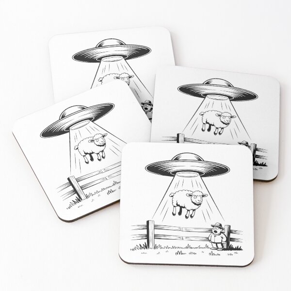Item preview, Funny UFO Abduction Comic – Sheep Alien Abduction Line Art designed and sold by Anime-uptown.