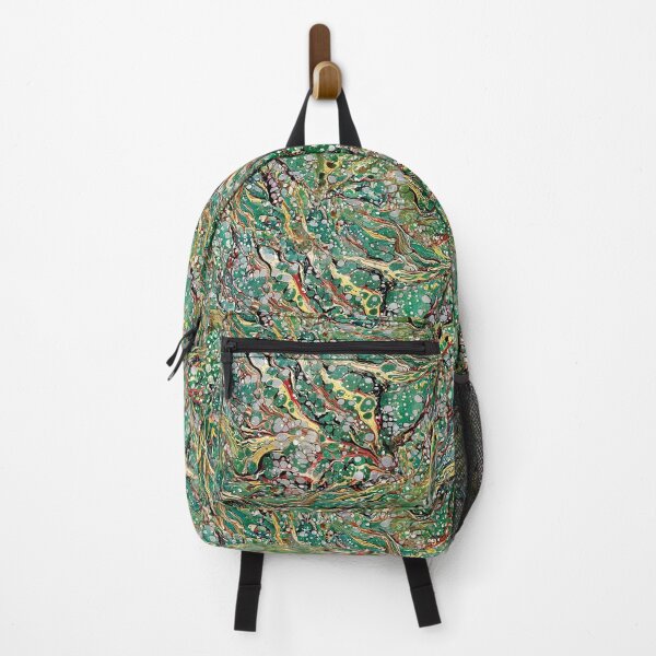 Item preview, Green blue yellow black mid 1800s marbled pattern designed and sold by 2ndBloom.