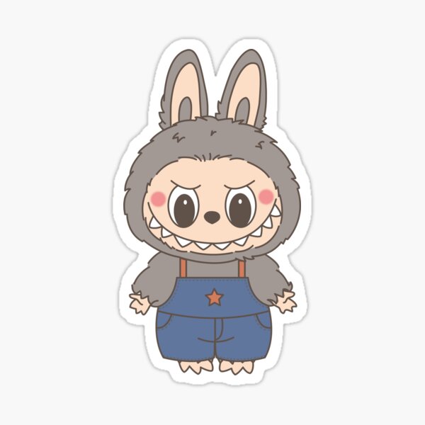 Labubu Sesame Bean w overalls Sticker