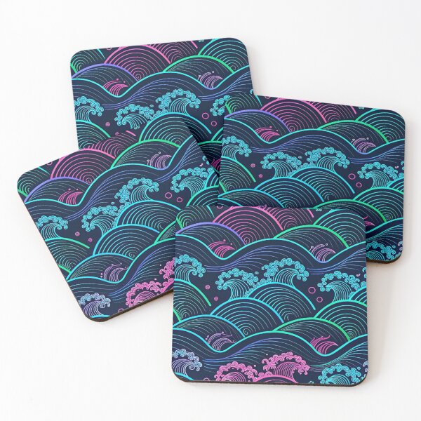 Item preview, Cyberpunk Japanese Wave Pattern — Neon Seigaiha Abstract Design designed and sold by ArtiQreate.