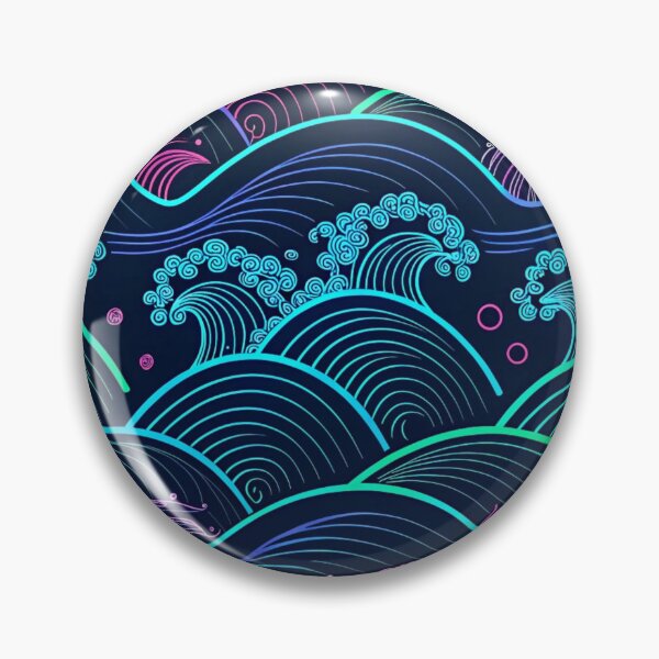 Item preview, Cyberpunk Japanese Wave Pattern — Neon Seigaiha Abstract Design designed and sold by ArtiQreate.