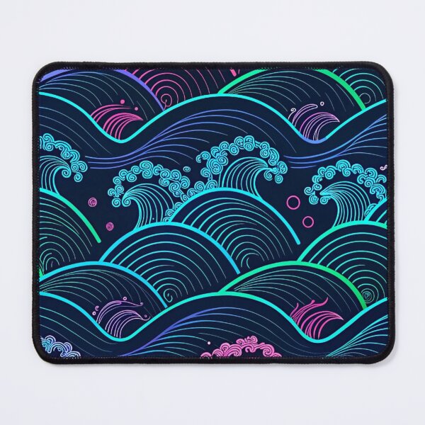 Item preview, Cyberpunk Japanese Wave Pattern — Neon Seigaiha Abstract Design designed and sold by ArtiQreate.