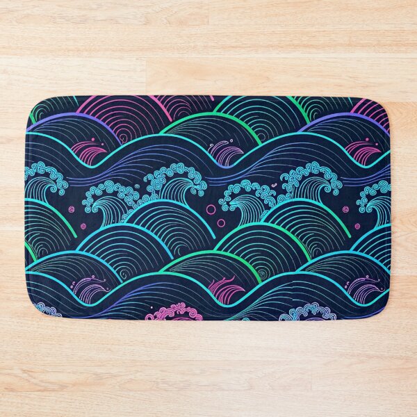 Item preview, Cyberpunk Japanese Wave Pattern — Neon Seigaiha Abstract Design designed and sold by ArtiQreate.