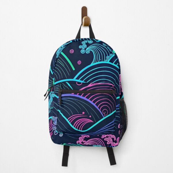 Item preview, Cyberpunk Japanese Wave Pattern — Neon Seigaiha Abstract Design designed and sold by ArtiQreate.