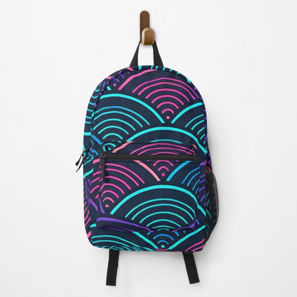 Item preview, Cyberpunk Japanese Wave Pattern — Neon Seigaiha Abstract Design designed and sold by ArtiQreate.
