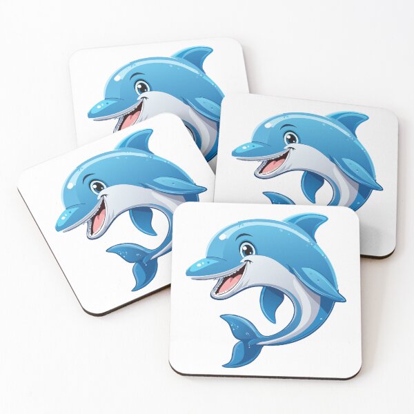 Item preview, Cheerful cute jumping cartoon dolphin isolated on white background, Playful Dolphin, cheerful dolphin leaping above water with a smiling expression designed and sold by Danler.