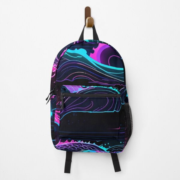 Item preview, Anime Dragon & Cyberpunk Japanese Wave Pattern — Neon Seigaiha Design designed and sold by ArtiQreate.
