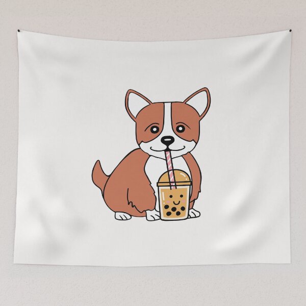 Item preview, Funny Drinking Boba Corgi designed and sold by Sartoris Art.