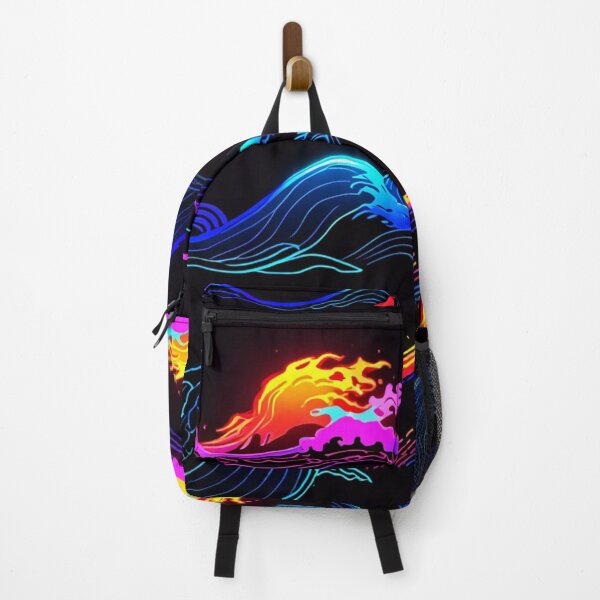 Item preview, Anime Dragon & Cyberpunk Japanese Wave Pattern — Neon Seigaiha Design designed and sold by ArtiQreate.