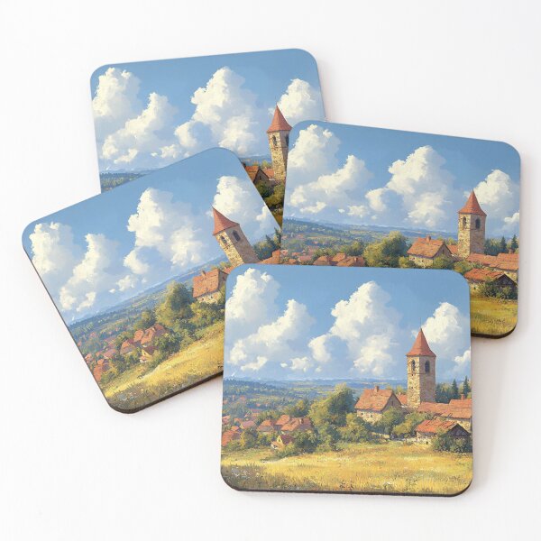 Artikelvorschau, Landschaft mit Turm und Gebäuden, Gemäldestil entworfen und verkauft von ArtNames.