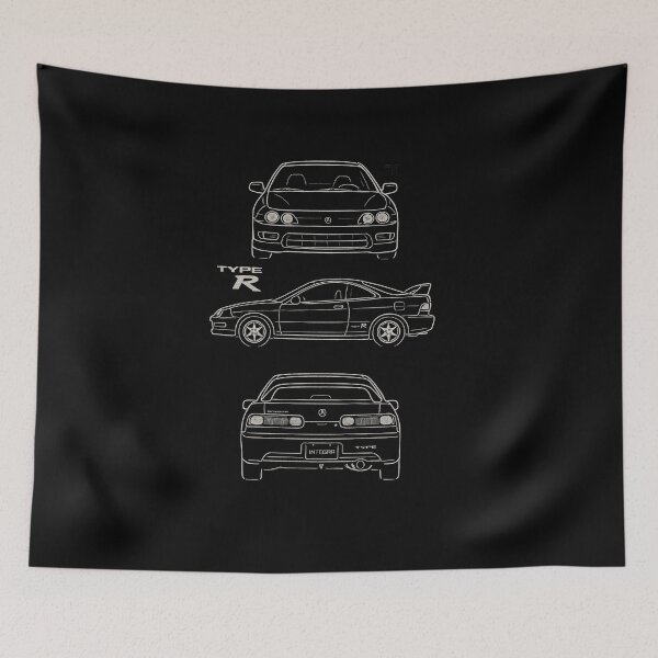 Item preview, 1997 Acura Integra Type R Blueprint – JDM Icon Chalk Line Illustration designed and sold by TheArtOfCar.