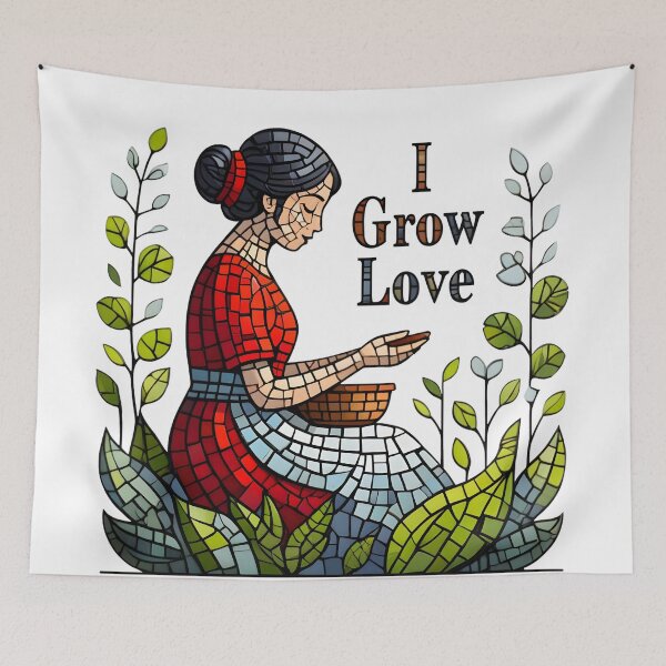 Item preview, I Grow Love – Stained Glass Mother’s Day Mosaic Art designed and sold by AnnDesignStudio.
