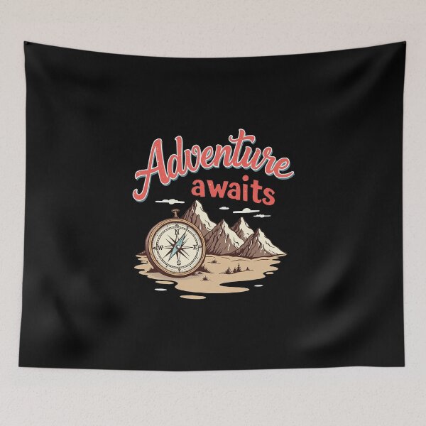 Item preview,  Adventure Awaits – Vintage Compass and Mountain Explorer Design designed and sold by Jason123za.