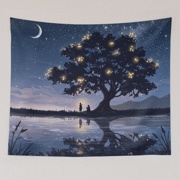 Item preview, Dreamy Nightscape - Enchanted Tree Reflection Art designed and sold by PhotiniaART.