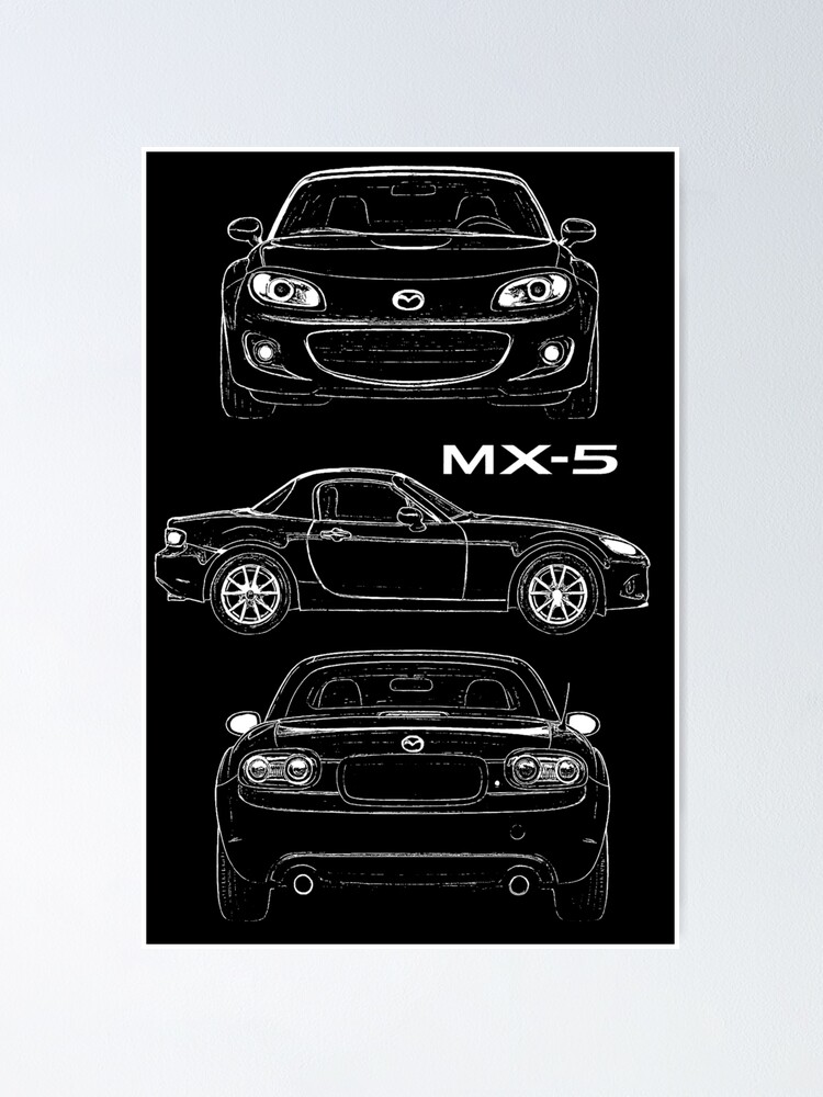 Mazda MX-5 Miata NC Blueprint Style – Chalk Line Art for JDM