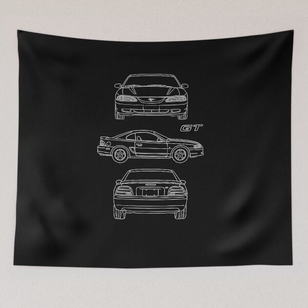 Item preview, 1994 Ford Mustang GT Blueprint Line Art – SN95 Muscle Car Sketch Design designed and sold by TheArtOfCar.