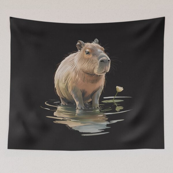 Item preview, Peaceful Capybara In Water:  Cute Wildlife Illustration For Calm Nature Lovers designed and sold by elynne9.