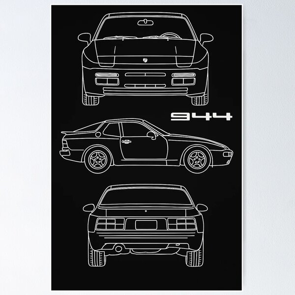 Item preview, 944 Blueprint Line Art – Retro Sports Car Minimalist Design designed and sold by TheArtOfCar.