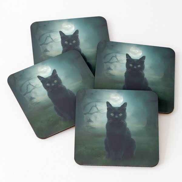 Item preview, Black cat in the middle of the night in the foggy forest designed and sold by Paul-Place.