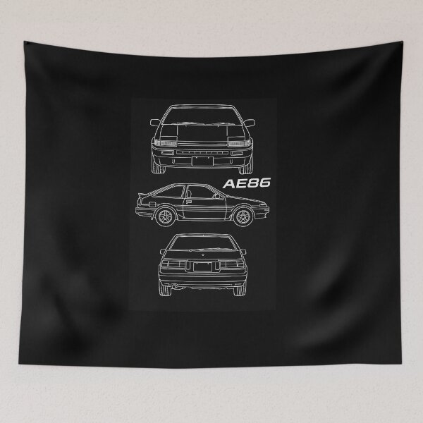 Item preview, Toyota AE86 Blueprint Style – JDM Icon Technical Line Art designed and sold by TheArtOfCar.